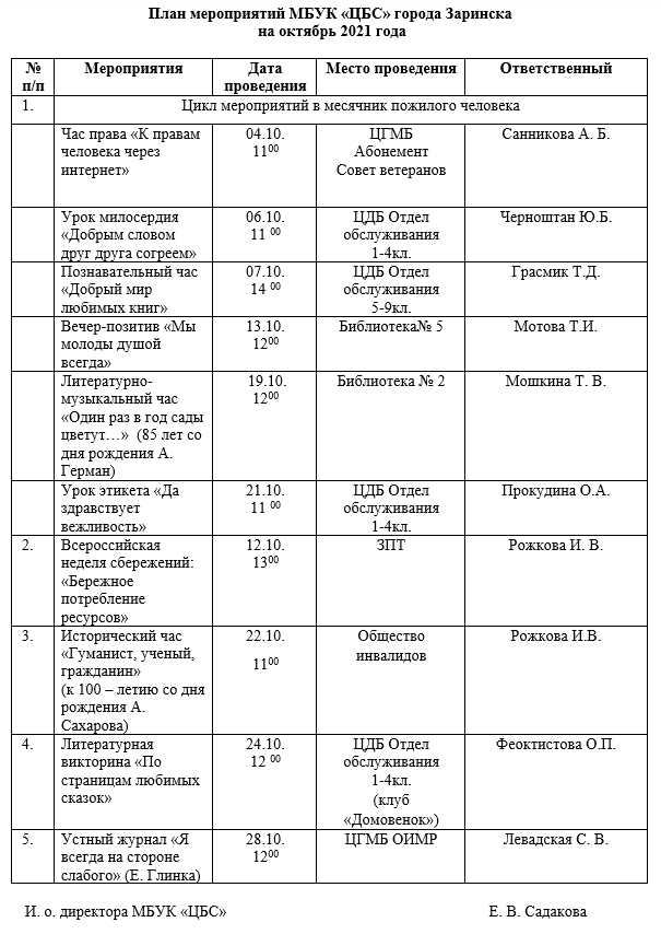 План работы библиотеки на 2019 год по направлениям